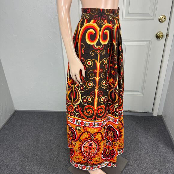 Vintage 60s 70s Women's Skirt Floral Mod Polyester Floral Thanksgiving SS1 - Picture 4 of 4